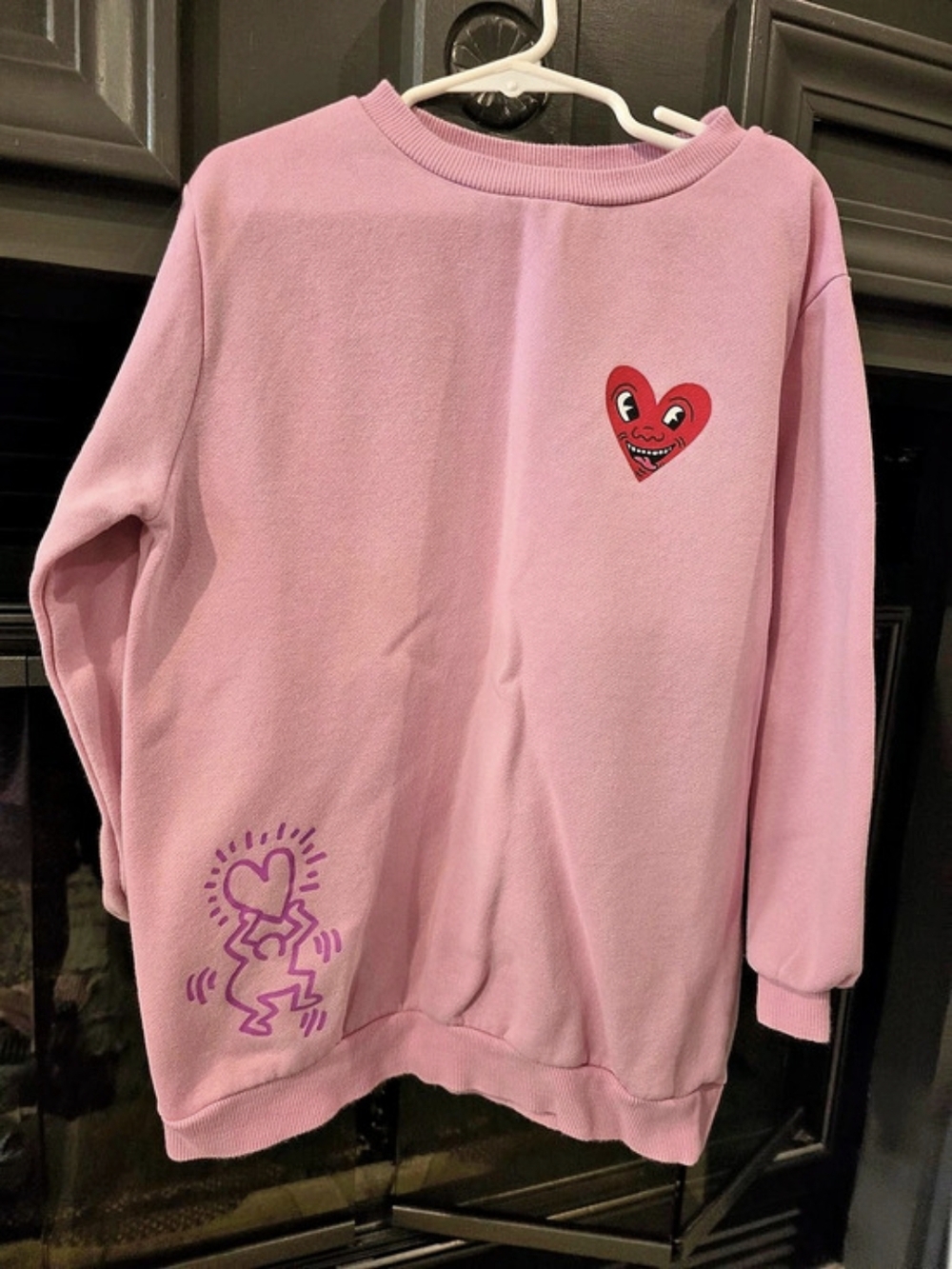 H&M Keith Haring Pink Graphic Sweatshirt Size 6- 8 Like New